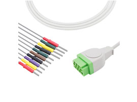 A3030-EE0 GE здравоохранения совместимый кабель ЭКГ 11-контактный 10KΩ IEC Din3.0
