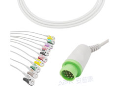 A2043-EE0 GE здравоохранения совместимый кабель ЭКГ круглый 12-контактный 10KΩ IEC зажим