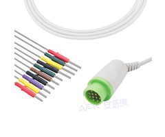 A4343-EE0 GE здравоохранения совместимый кабель ЭКГ круглый 12-контактный 10KΩ IEC Din3.0