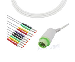 A4043-EE0 GE здравоохранения совместимый кабель ЭКГ круглый 12-контактный 10KΩ IEC типа 