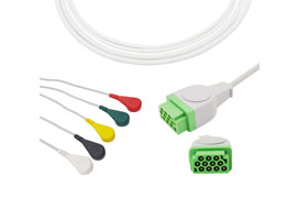 A5056-EC0 GE Marquette совместимый кабель ECG с прямым подключением 5-lead Snap, IEC 11pin