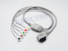 A61HEC05AK North East совместимый DR200 ECG Holter кабель 5-lead wire Snap, AHA